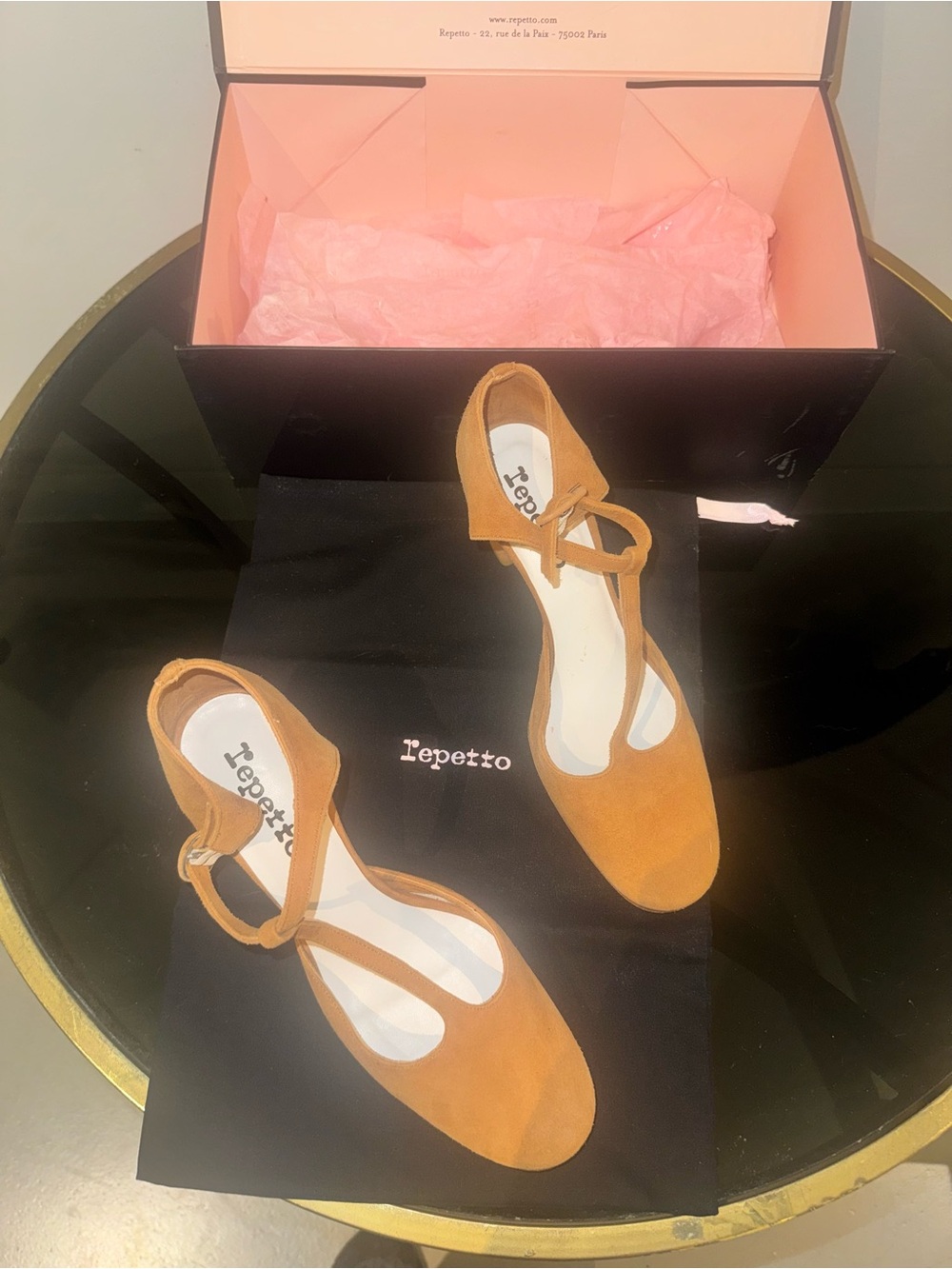 Repetto Paris suede t-strap in suede